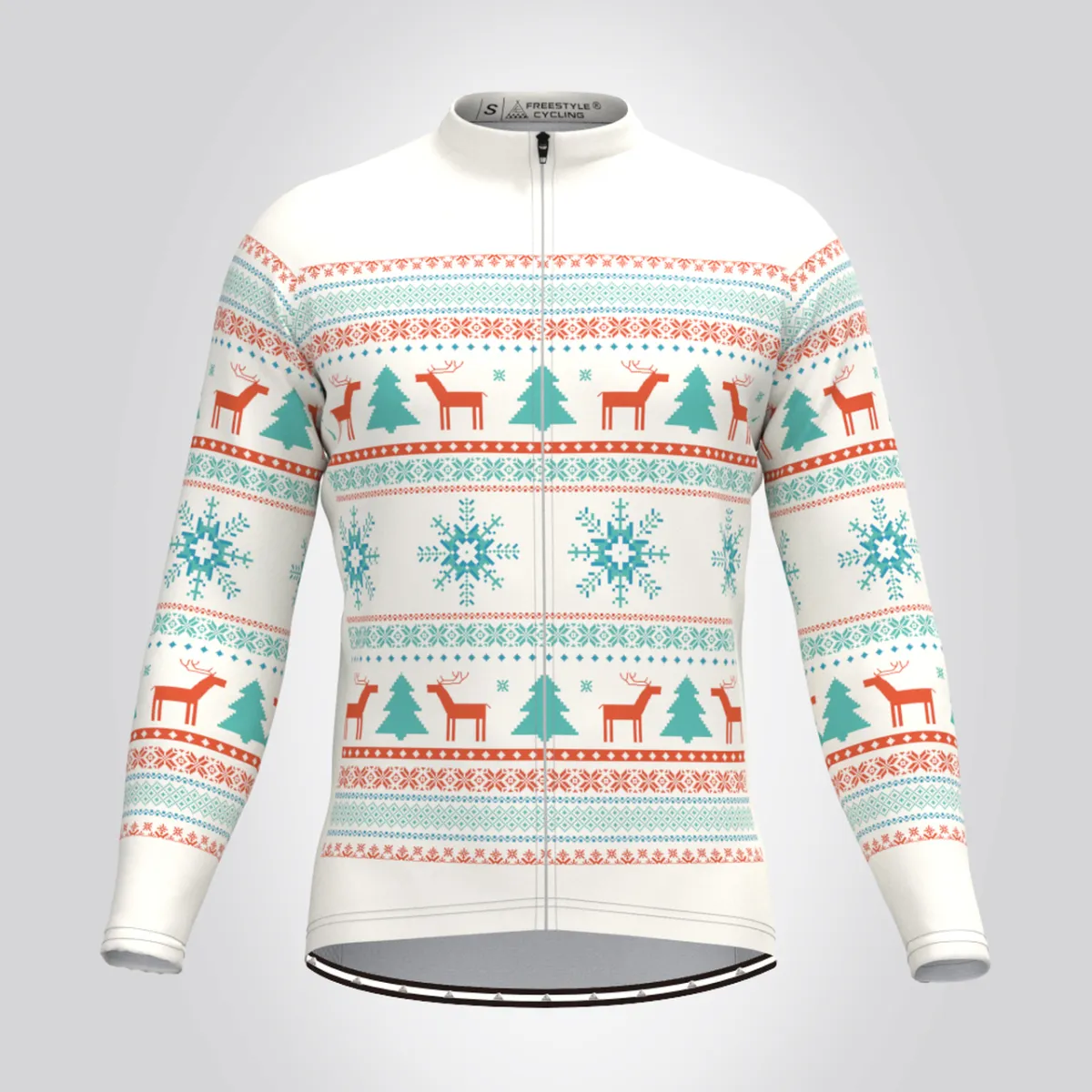 Men's Classic Ugly Christmas sweater LS Cycling Jersey - Beige