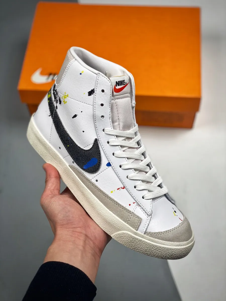 Nike Blazer Mid '77 'Paint Splatter' White/Black DC7331-100 nike blazer splatter paint