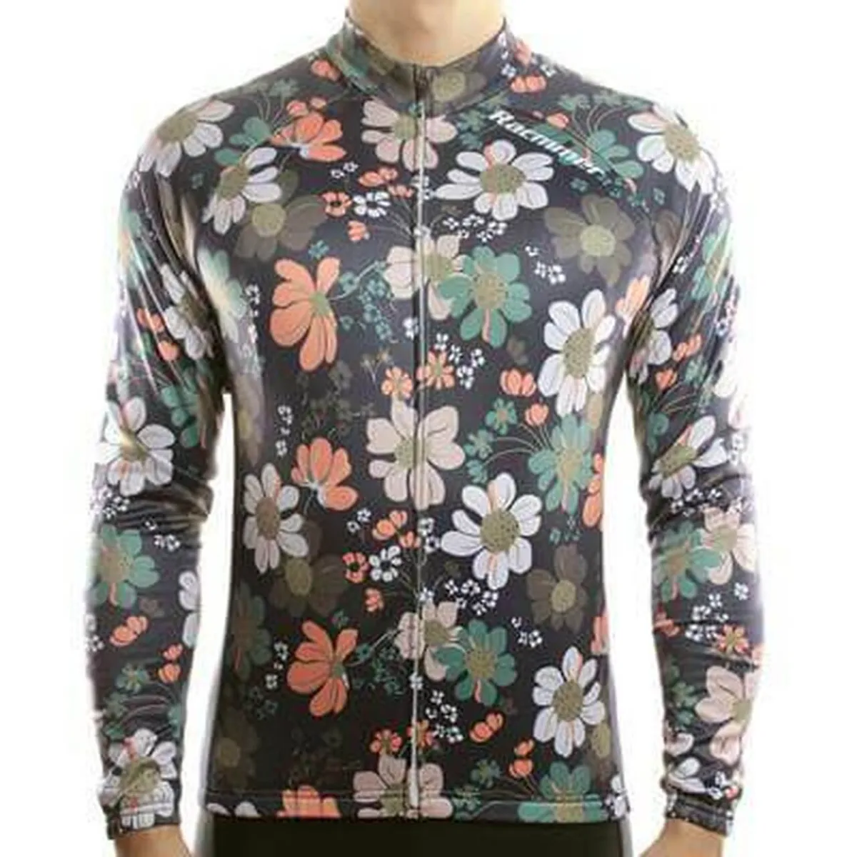 Retro Flowers Men Long Sleeve Thermal Men'sCycling Jersey