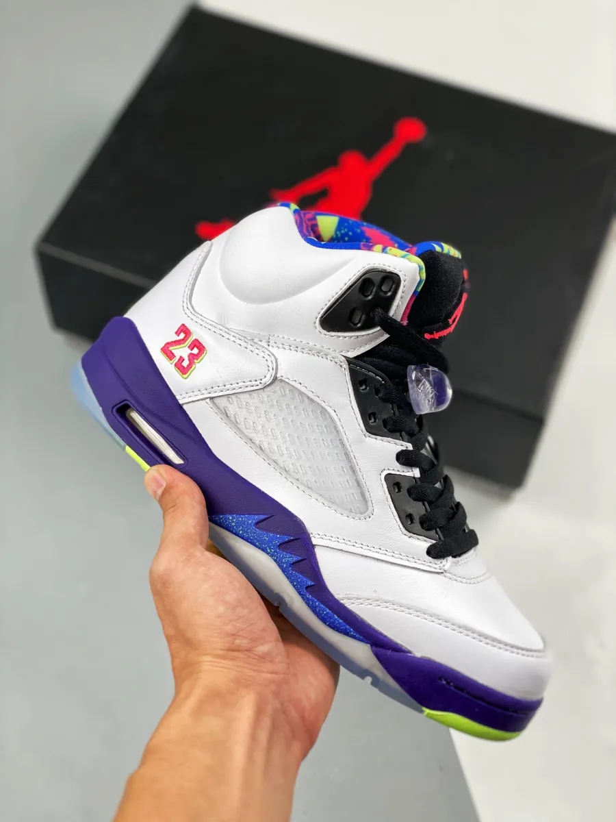 Air Jordan 5 Retro Alternate Bel-air WHITE/COURT PURPLE-RACER PINK-GHOST GREEN AJ5 #fresh prince of bel air 5s