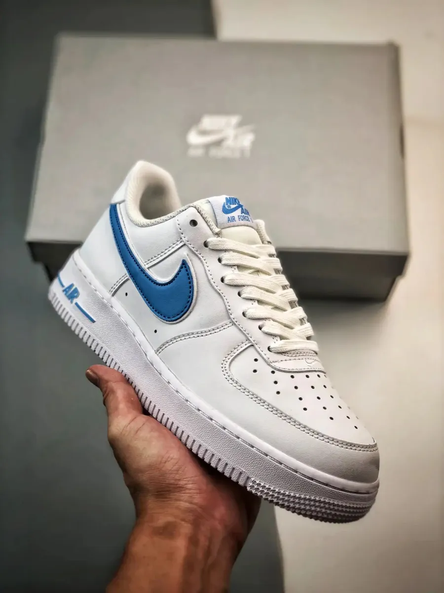 Nike Air Force 1 '07 3 In White and University Blue / Nike Airforce 1 Blue