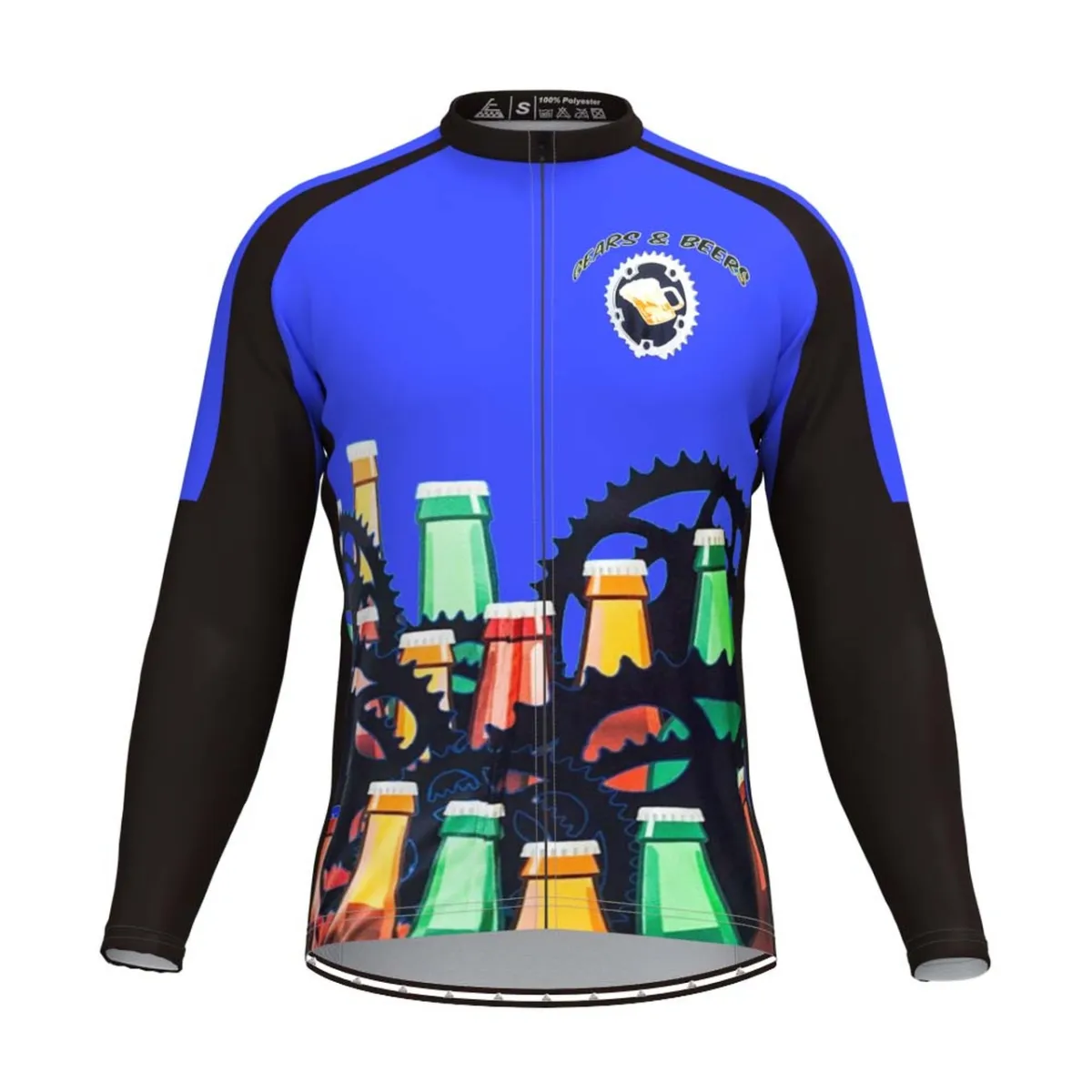 Gears & Beers Men's Long Sleeve Cycling Jersey Blue Online