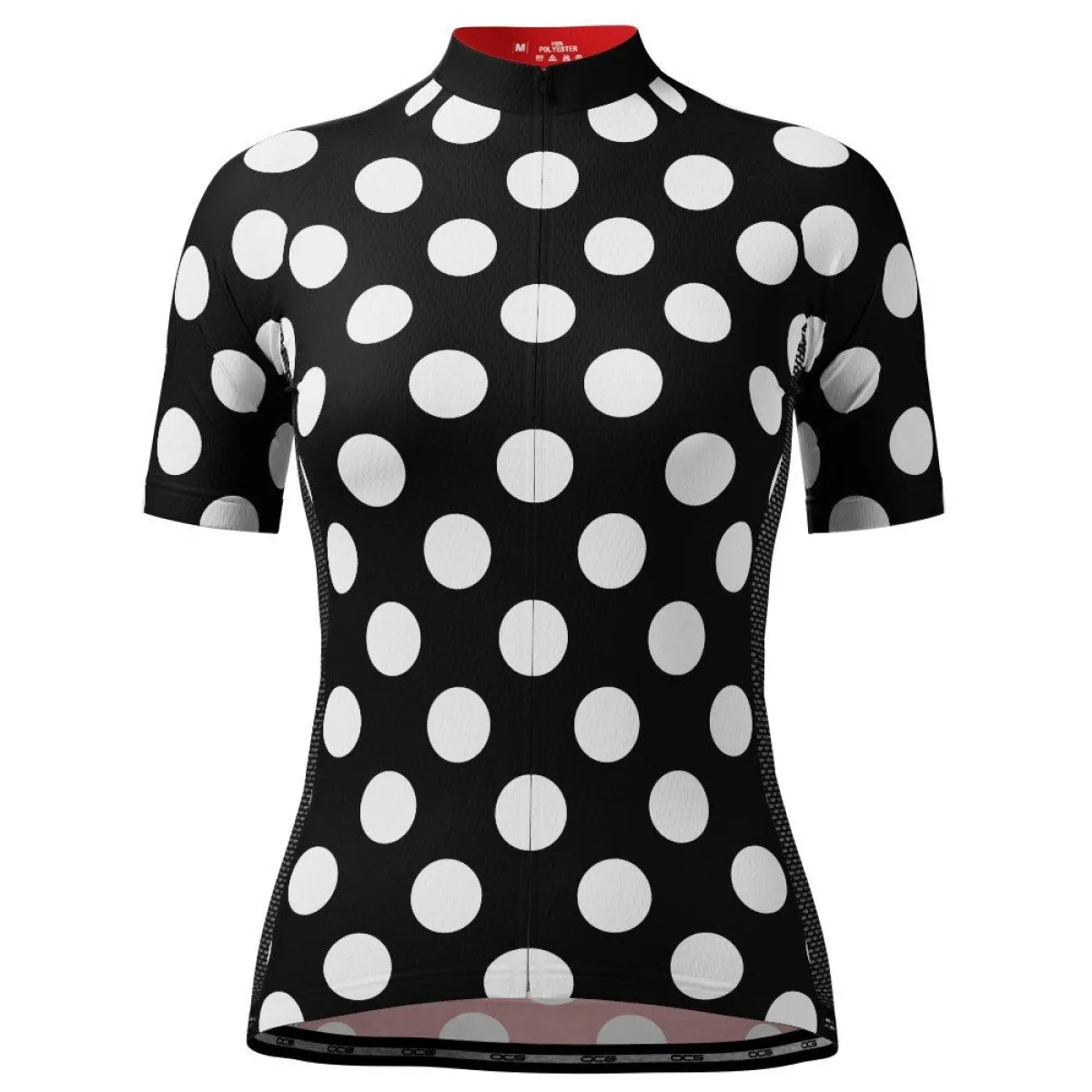Women's Polka Dot Black Short Sleeve Cycling Jersey #Womens Black Cycling Jersey
