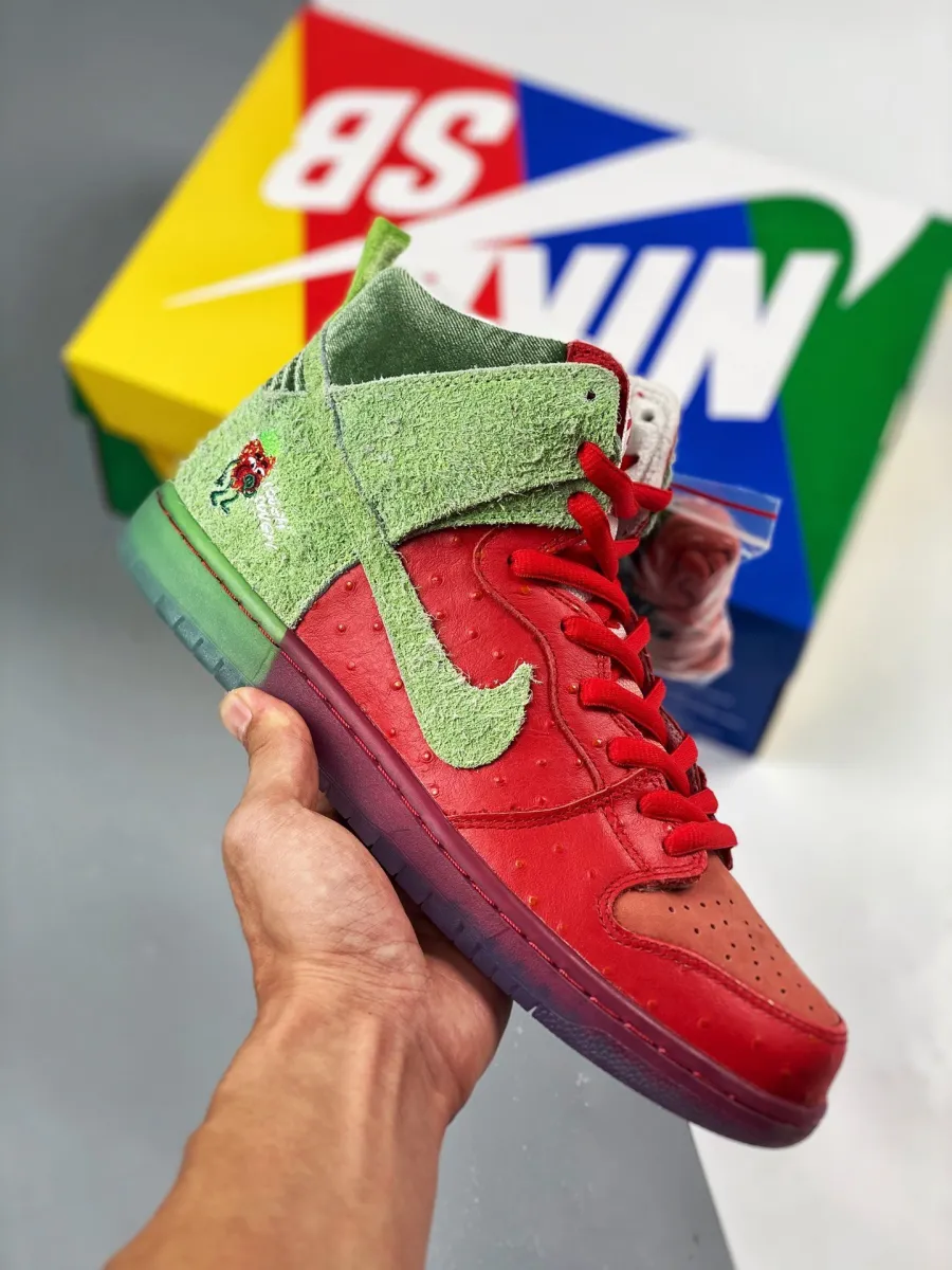 Nike Sb Dunk High 'Strawberry Cough' University Red/Spinach Green/Magic Ember / strawberry cough dunk high