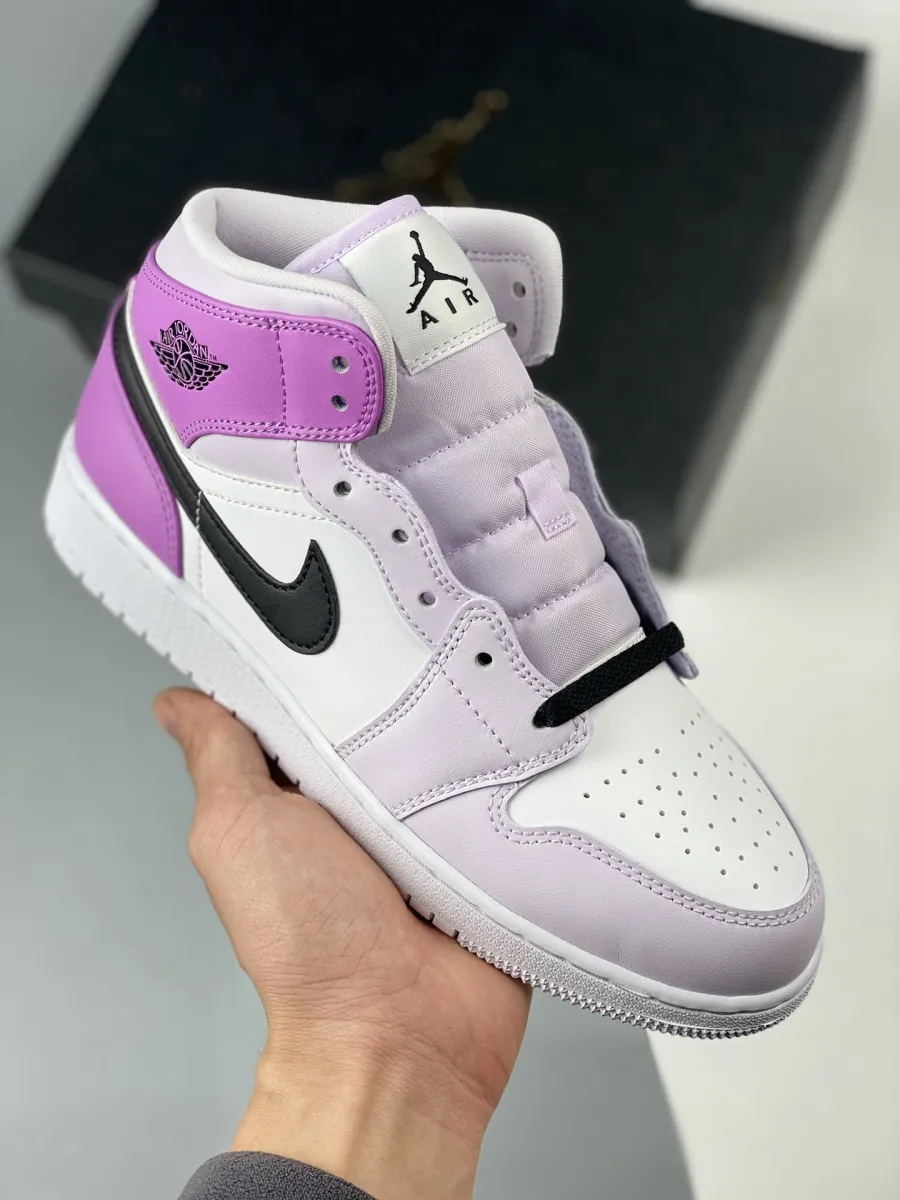Air Jordan 1 Mid Barely Grape/Black-White DQ8423-501 #pink and orange jordans 1