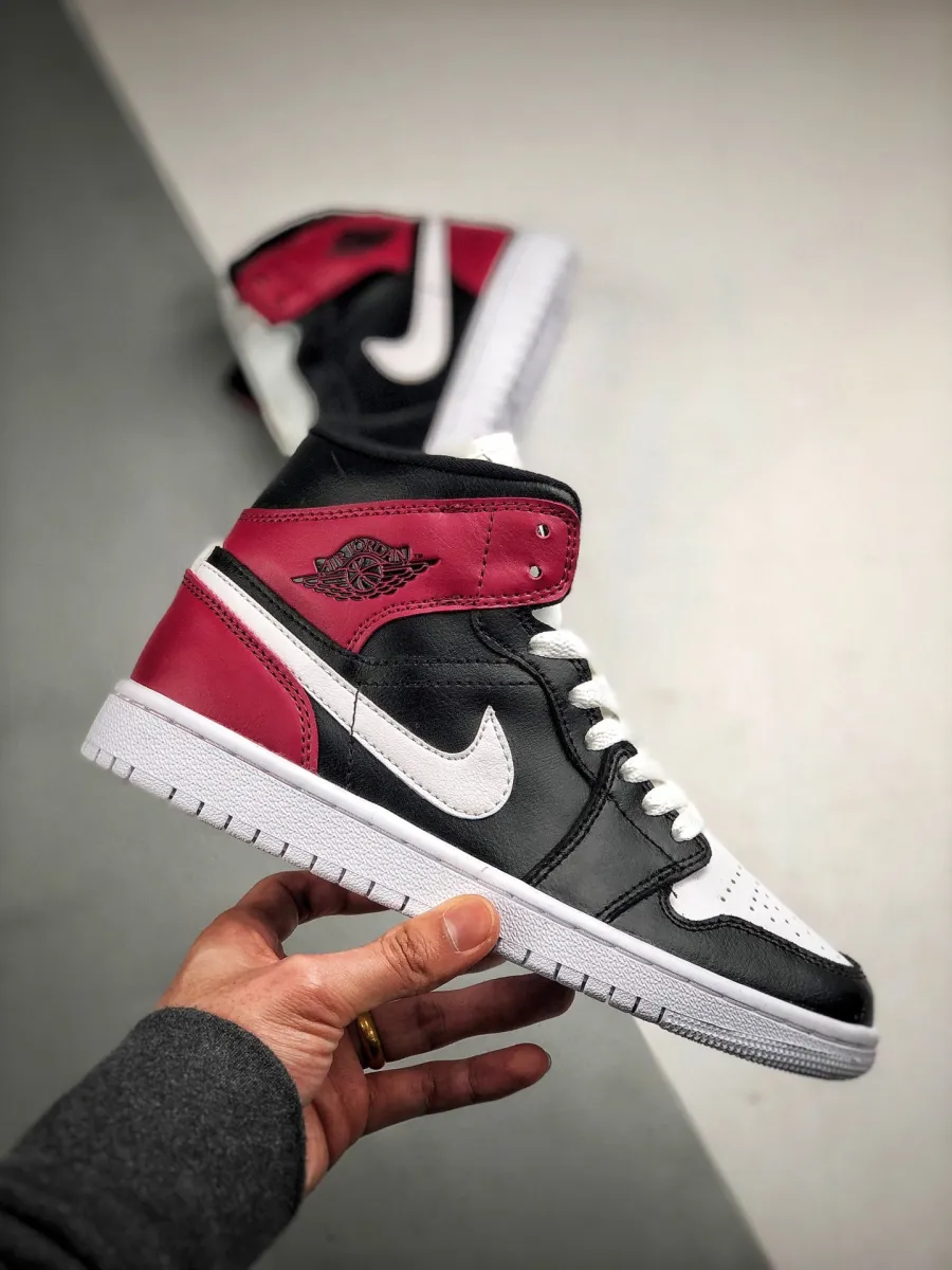 Air Jordan 1 Mid WMNS Black/White-Noble Red For Sale