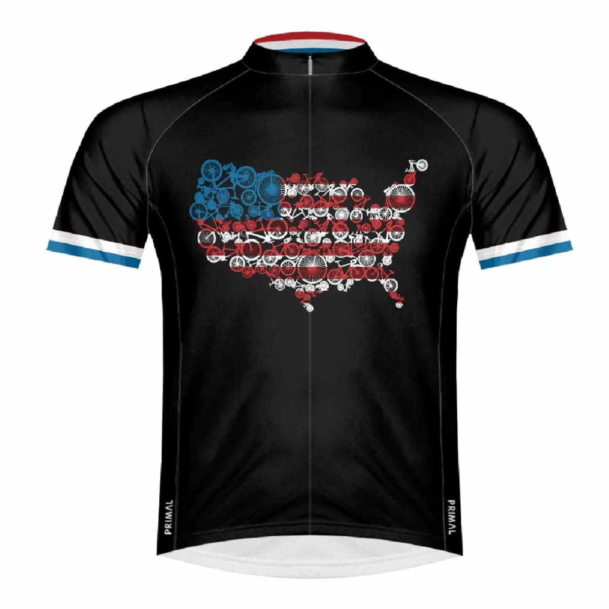 Primal Wear 2021 'Merica USA Flag Full Zip Sport Cycling Jersey