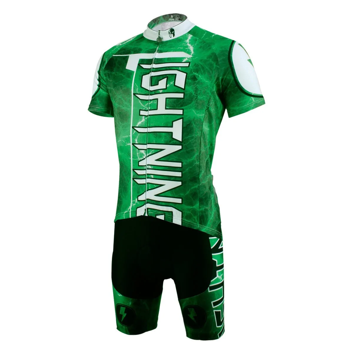 Ilpaladino Green Flashing Lightning Natural Phenomenon Cycling Short-sleeve Suit /Jersey Exercise Bicycling Pro Cycle Clothing Racing Apparel Outdoor Sports Leisure Biking Shirts Team Kit NO.627