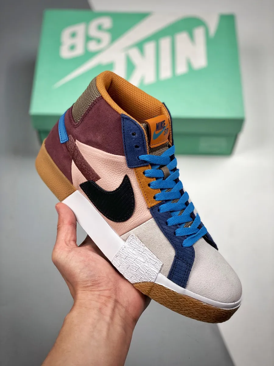 Nike SB Blazer Mid 'Mosaic' Dark Wine/Pink Oxford/Cashmere/Black #nike sb zoom blazer mid premium dark wine