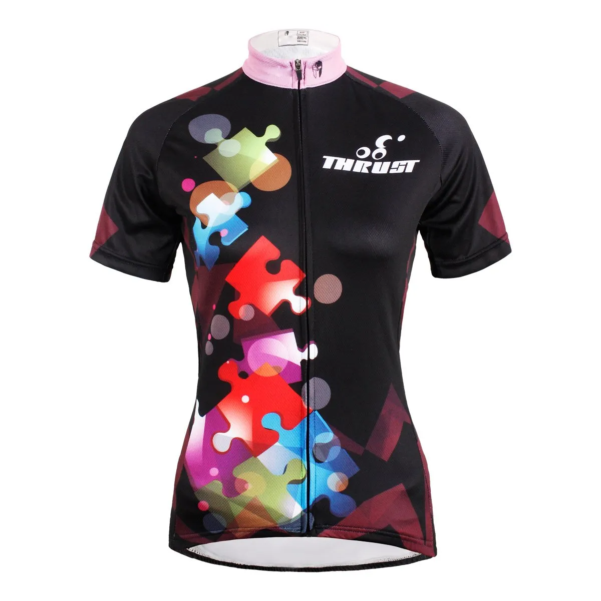 ILPALADINO Puzzle Pink-collar Black Women Cycling Jerseys Short-sleeve Summer Spring Sportswear Gear Pro Cycle Clothing Racing Apparel Outdoor Sports Leisure Biking Shirt NO.588