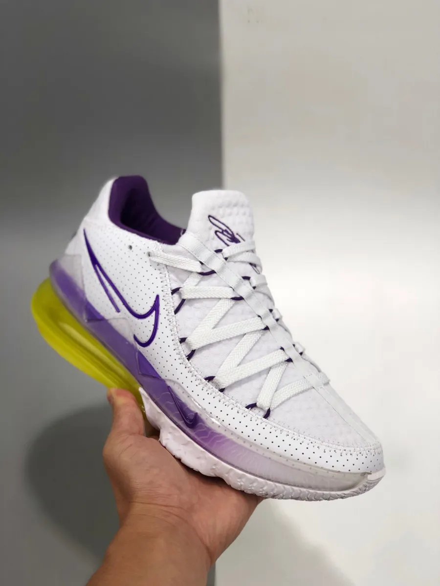 Nike LeBron 17 Low 'Lakers Home' White/Voltage Purple-Dynamic Yellow CD5007-102 To Buy