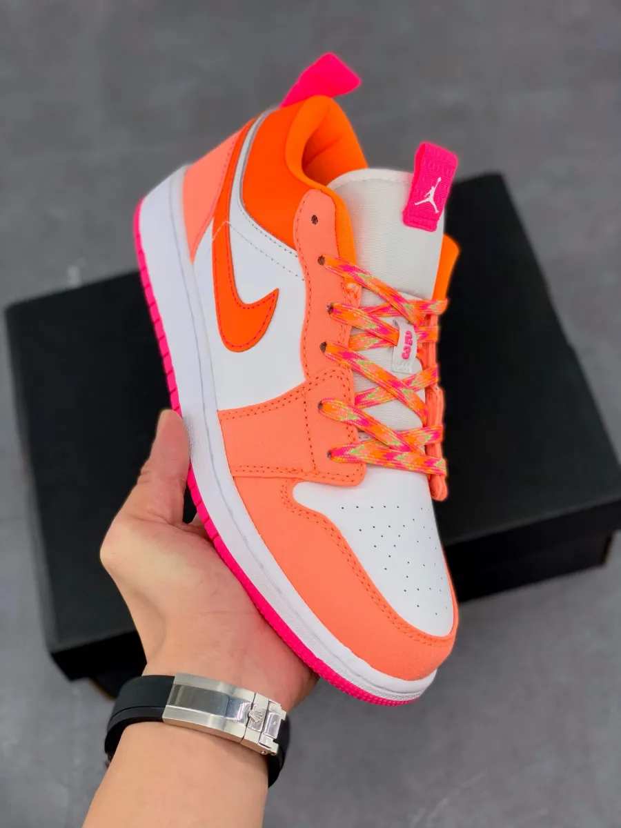 Grade School Air Jordan 1 Low Utility Hyper Crimson #pink and white jordan lows