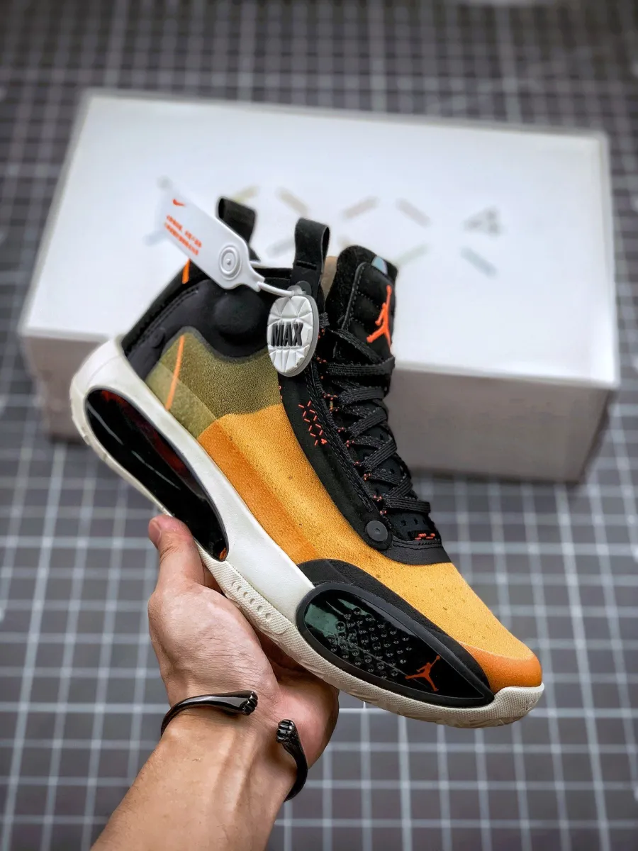 Air Jordan 34 Amber Rise/Black-Sail-Metallic Silver