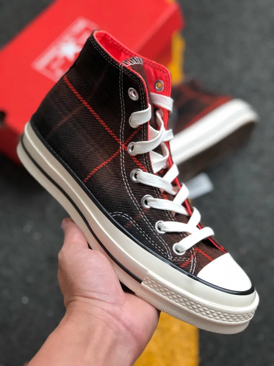 Converse Plaid Chuck 70 High Top Black/Bright Crimson/Egret / plaid converse