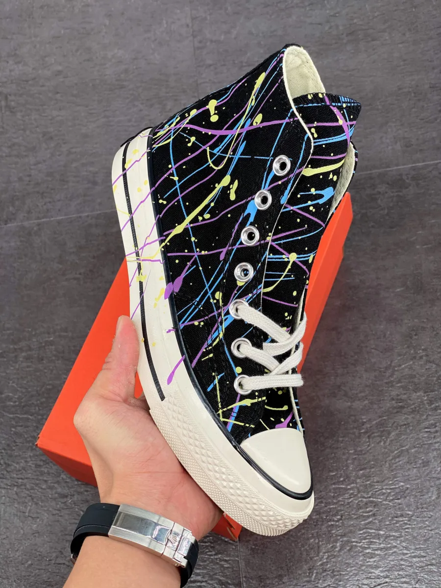 Converse Chuck 70 Hi Paint-Splattered Black #converse splatter paint