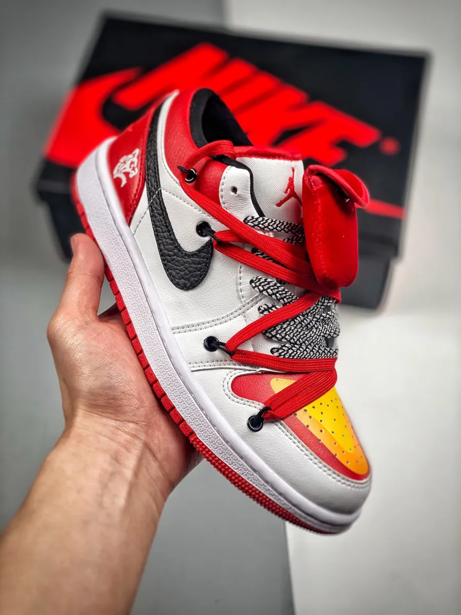 Custom Air Jordan 1 Low White Gym Red / jordan 1 low gym red