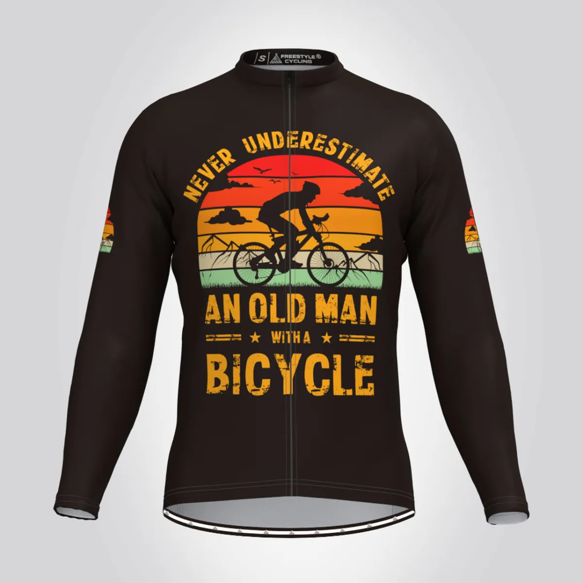 Men's Old Man Long Sleeve Cycling Jersey - Sunset For Sale