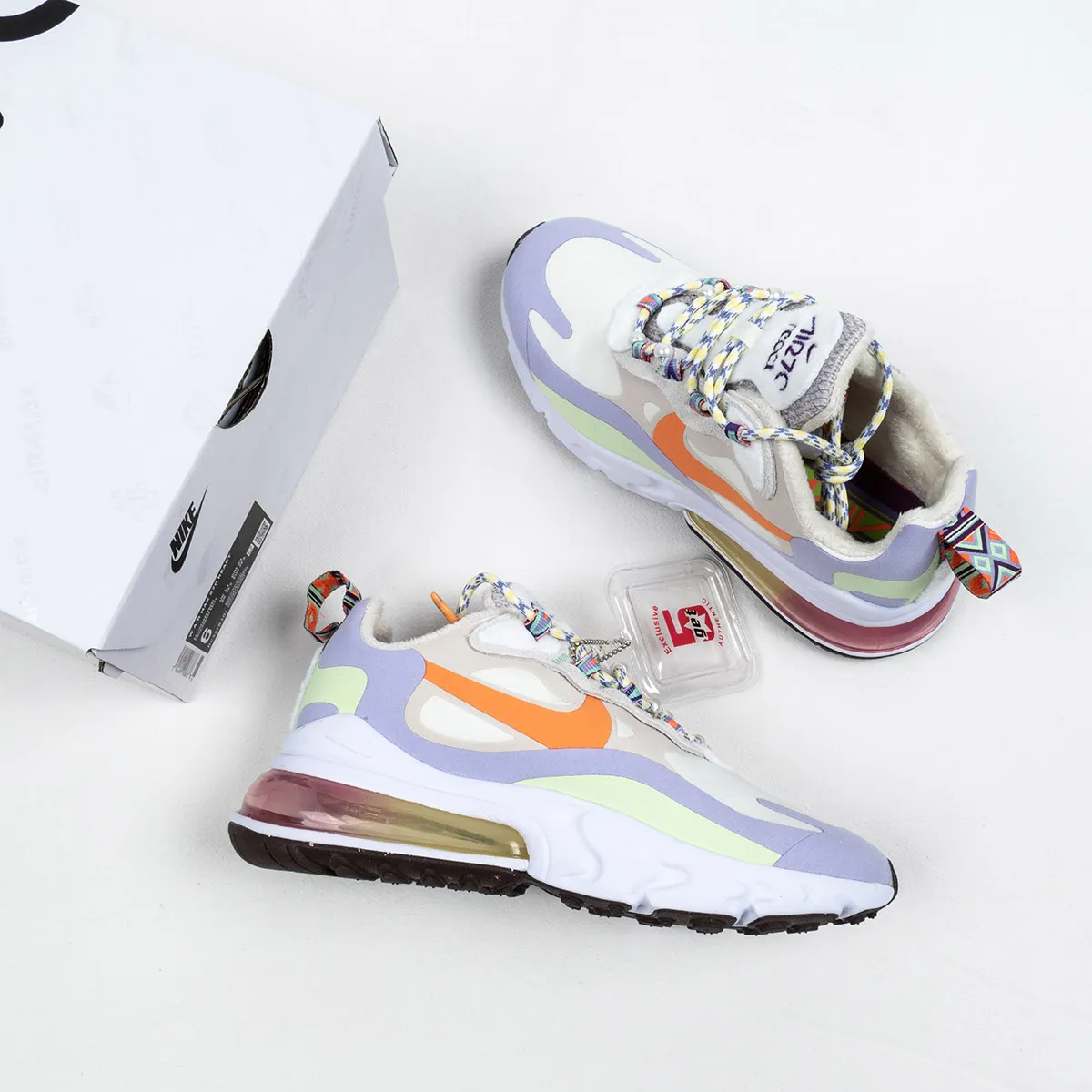 Womens Fleece-Lined Nike Air Max 270 React Cream/Purple/Orange / purple and orange air max