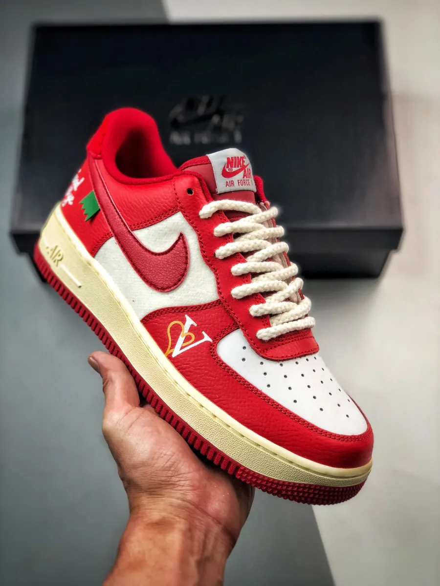 Custom Nike Air Force 1 Low 'Good Bye' Red White Nike Air Force 1 Bred