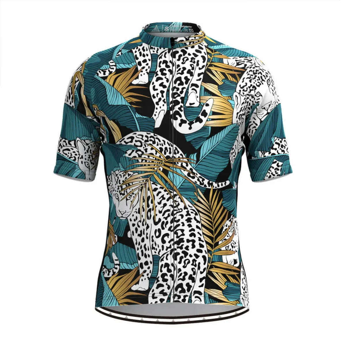 Men's Tropical & Jaguar Print Hawaiian Cycling Jersey V2