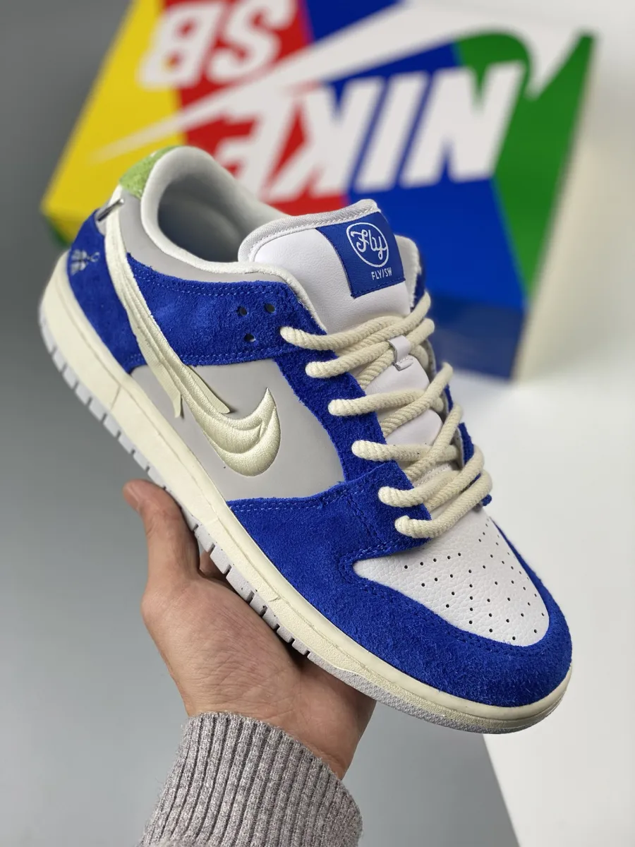 Fly Streetwear x Nike SB Dunk Low Game Royal/Sail-Grey Fog DQ5130-400 - where to buy sb dunks