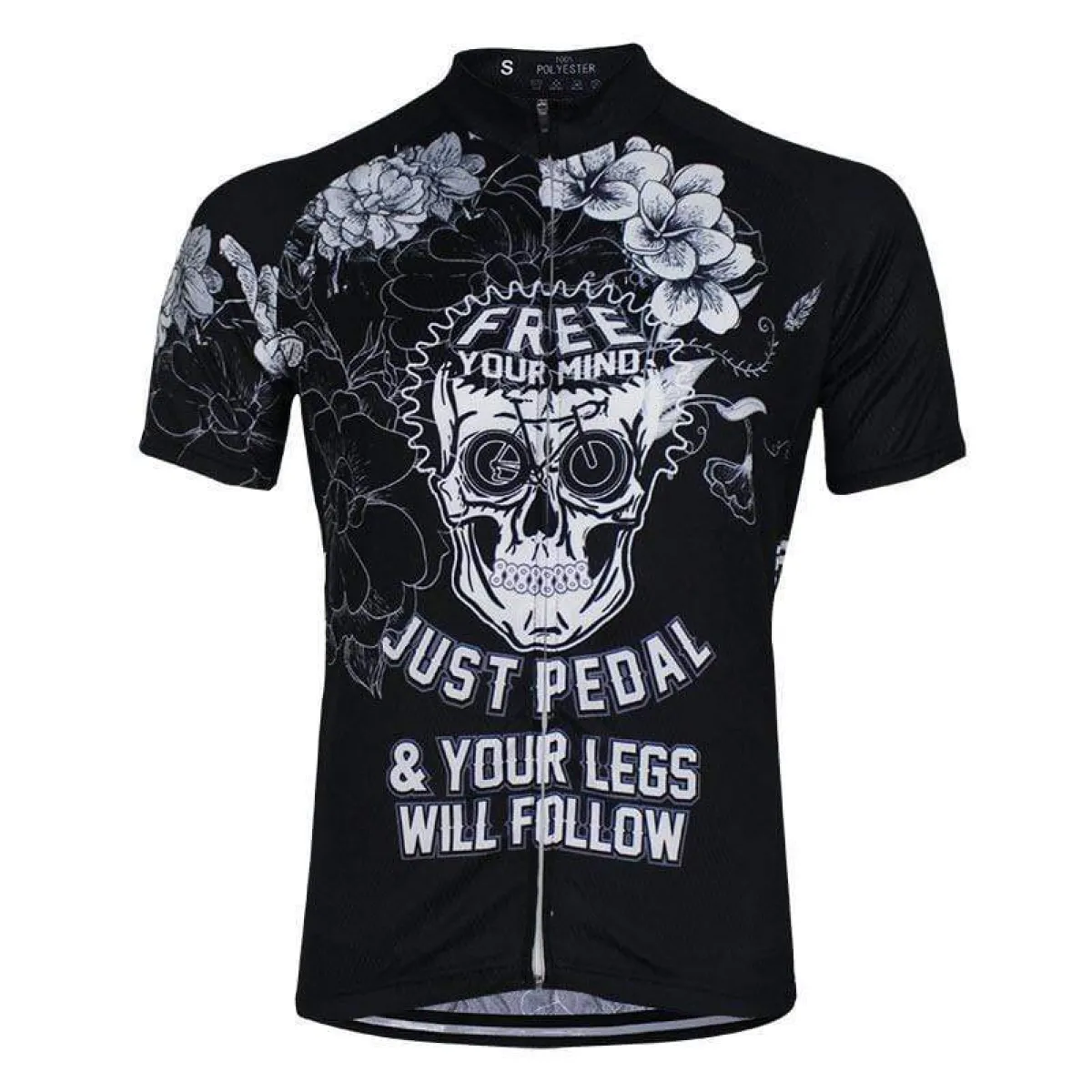 Men's Free Your Mind Just Pedal Black Cycling Jersey