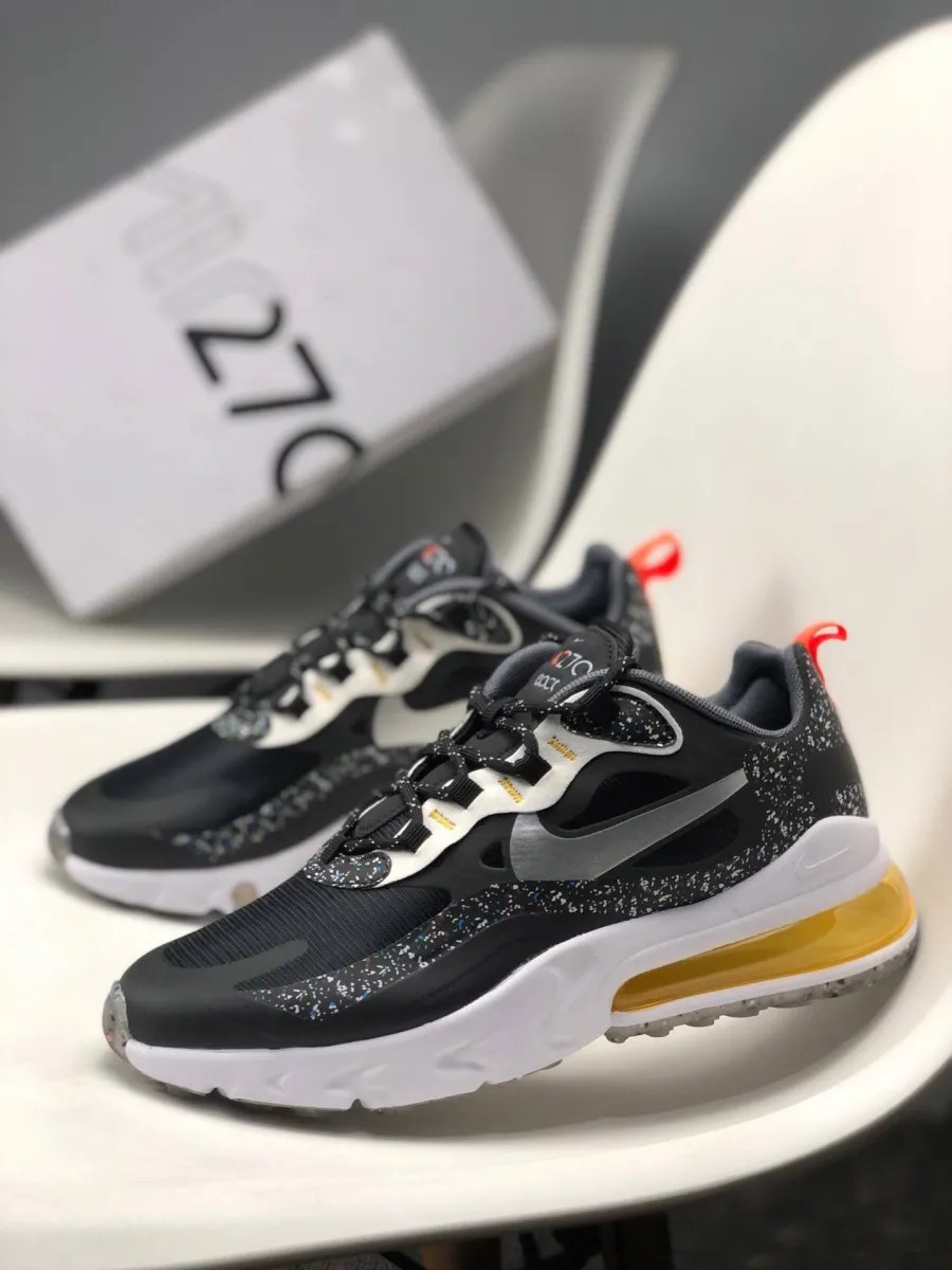 Nike Air Max 270 React Black Silver Orange CT1834-001 New Releases