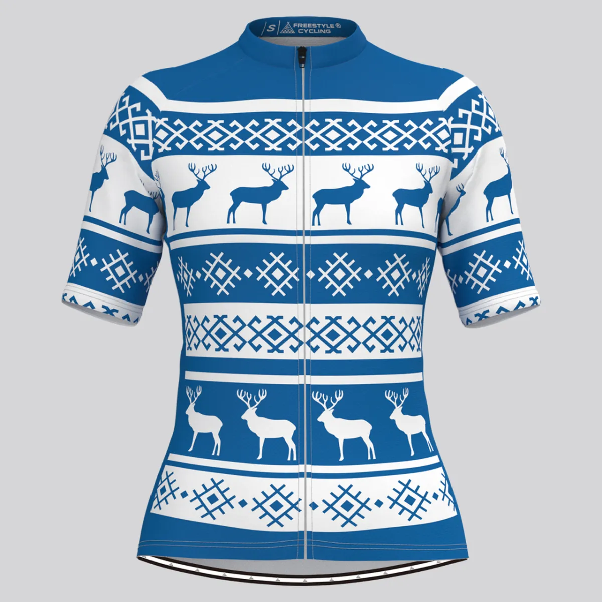 Women's Classic Ugly Christmas sweater Cycling Jersey - Blue