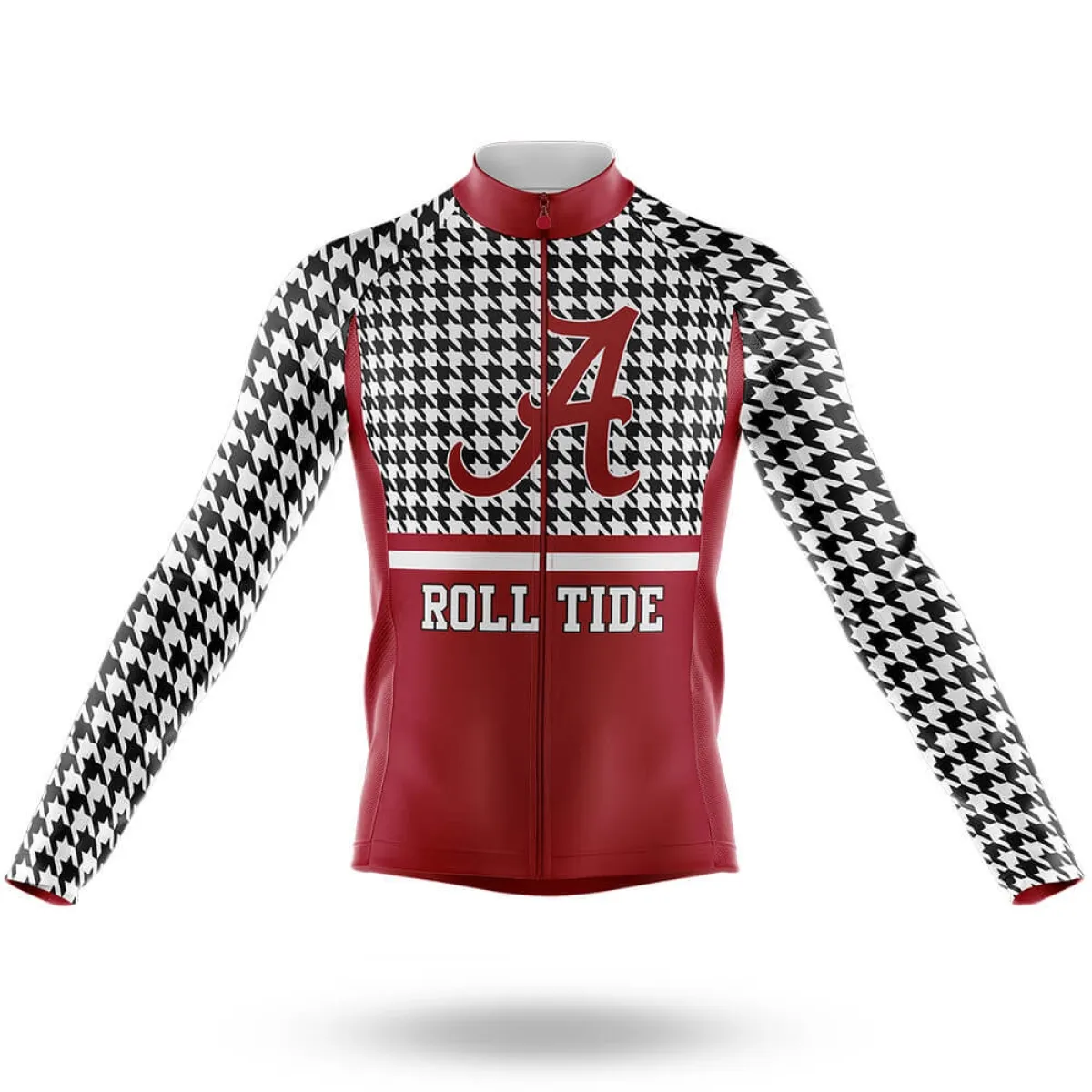 Crimson Tide Houndstooth Pattern - Men's Cycling Kit - Long Sleeve Jersey