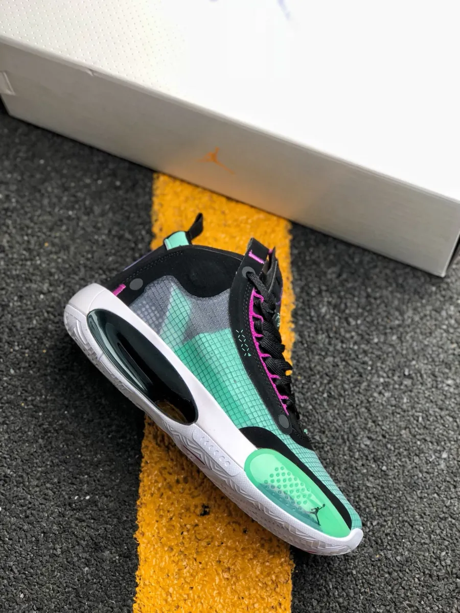 Air Jordan 34 Blue Void/Green Glow-Black-Metallic Silver