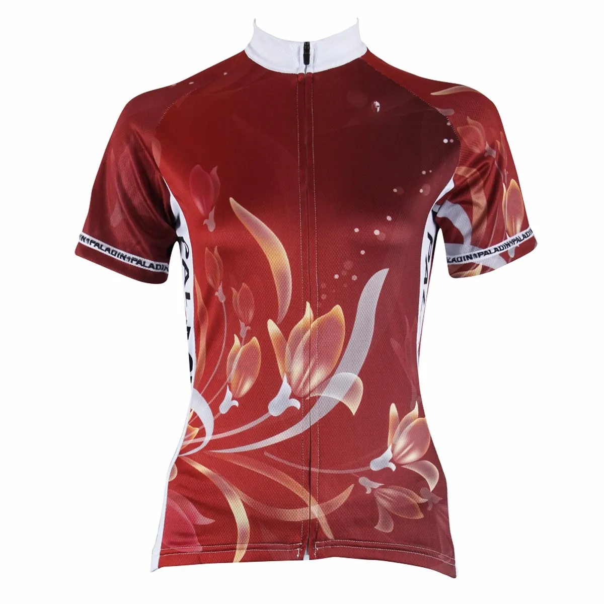 Ilpaladino Wine-color Blooming Flower Women's Quick Dry Short-Sleeve Cycling Jersey Biking Shirts Breathable Summer Sports Clothes NO.275