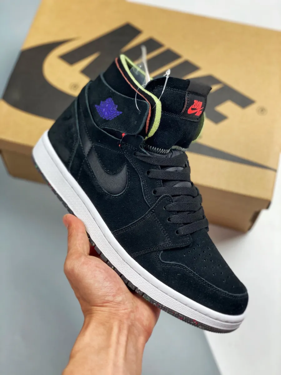 Air Jordan 1 High Zoom Comfort Black/Court Purple-Hot Punch-Green Glow / jordan 1 zoom purple