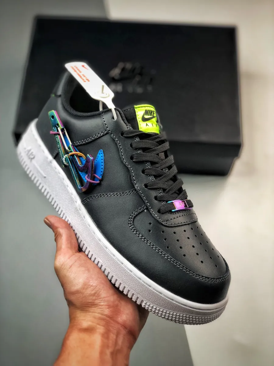 Nike Air Force 1 Low 'Carabiner Swoosh' Dark Smoke Grey/Photo Blue-Volt / carabiner swoosh air force 1 release date