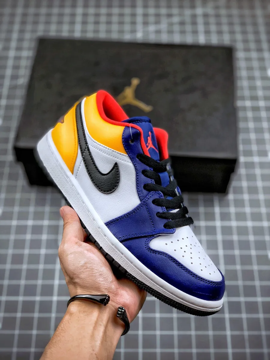 Air Jordan 1 Low White/Royal Blue-Yellow 553558-123 - jordan 1 low royal yellow