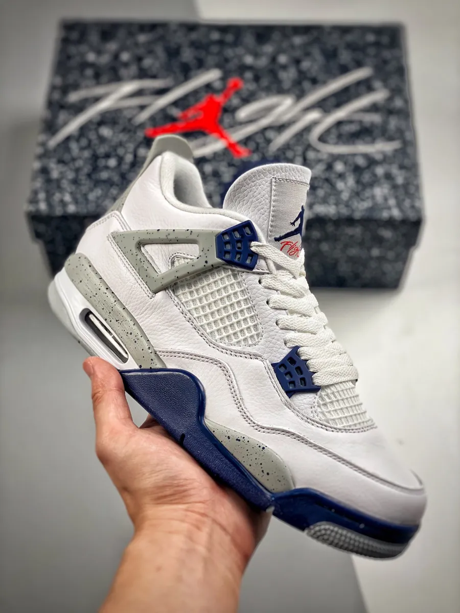 Air Jordan 4 White/Midnight Navy-Light Smoke Grey-Fire Red Jordan 4s Dropping In October