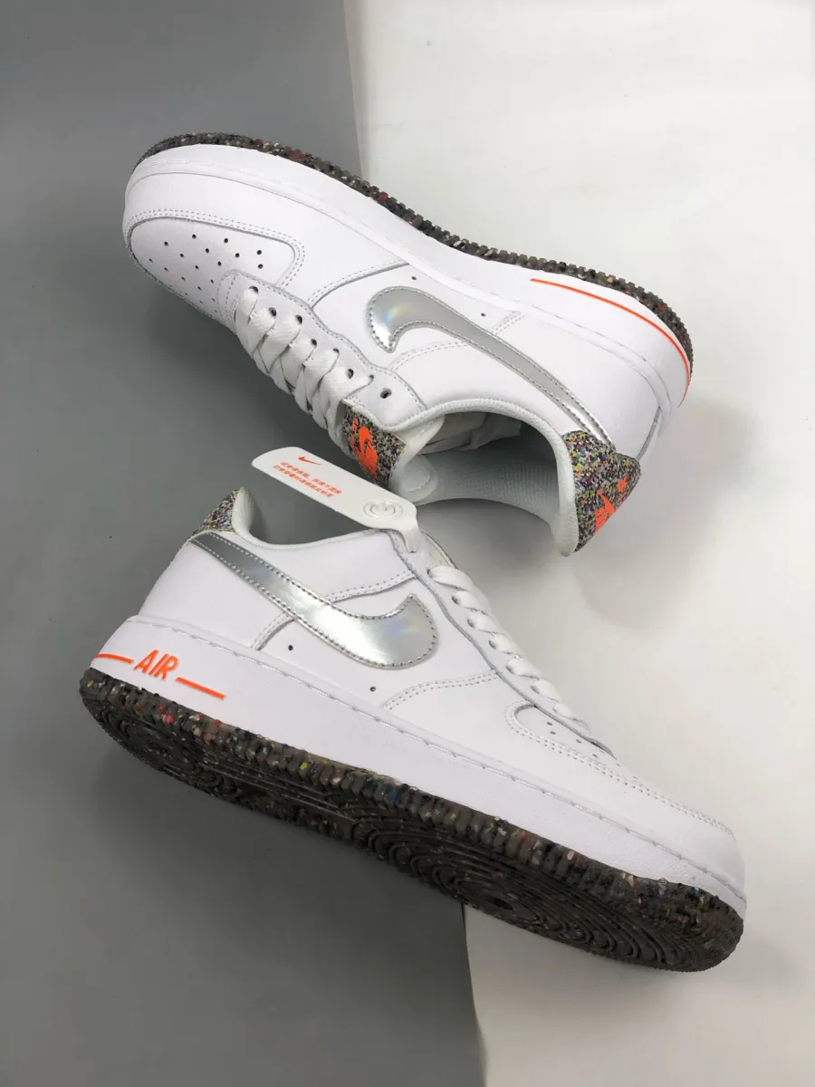 Nike Air Force 1 Crater Summit White/Metallic Silver-Laser Orange nike air force 1 crater white orange