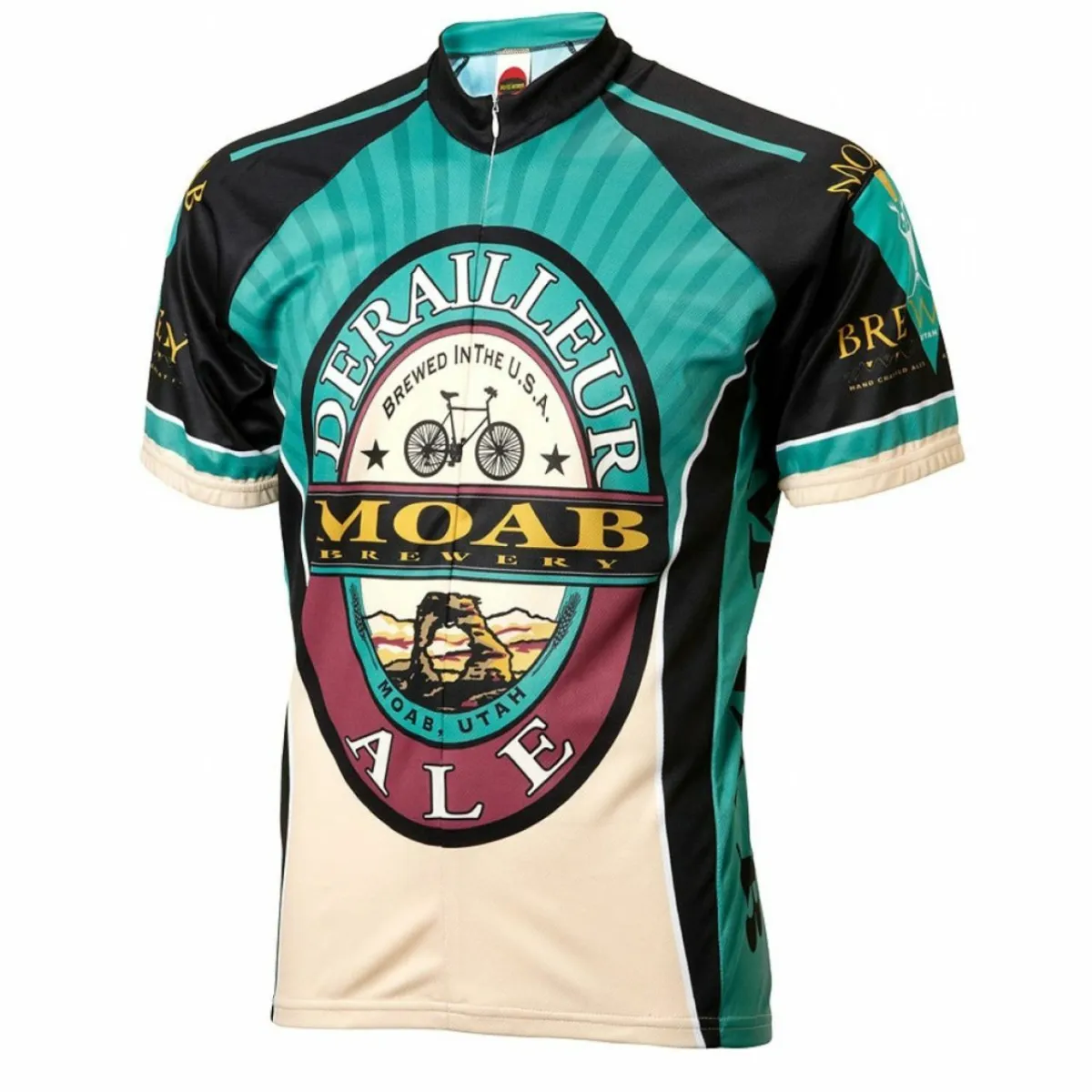 Moab Brewery Derailleur Ale beer Men's Full Zip Short Sleeve Cycling Jersey