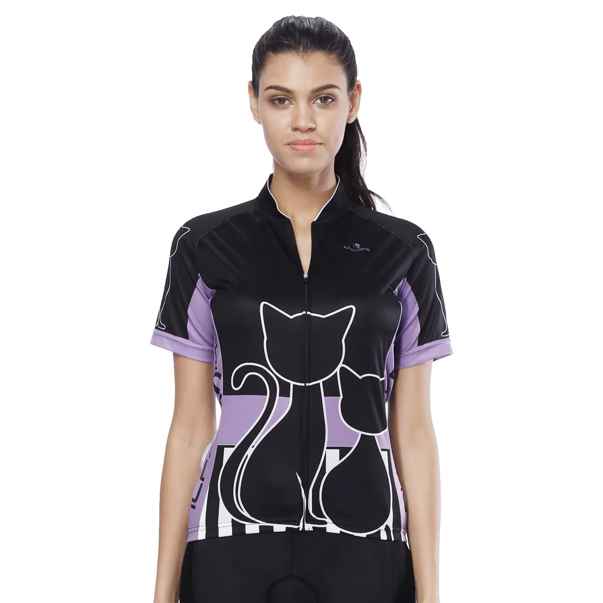 Black Cats Kitty Purple-side Women's Cycling Short-sleeve Bike Jersey T-shirt Summer Spring Road Bike Wear Mountain Bike MTB Clothes Sports Apparel Top NO. 799