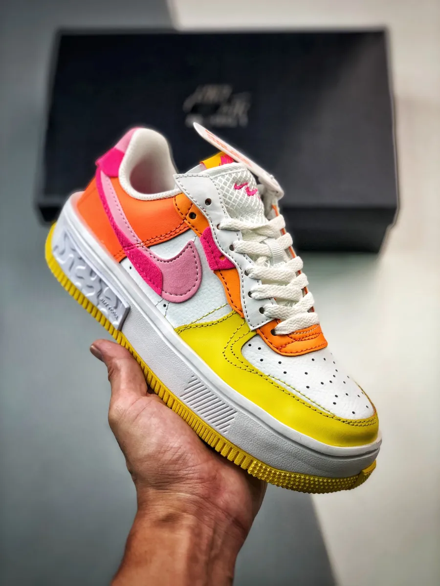 Nike Air Force 1 Fontanka White/Yellow-Pink DX2675-100 #nike pink and yellow