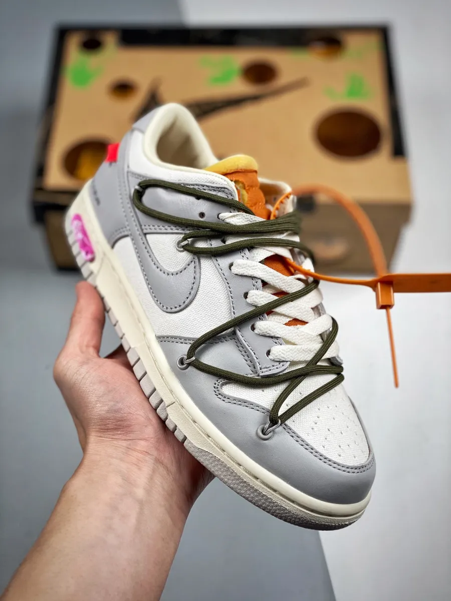 Off-White x Nike Dunk Low 'Lot 09 of 50' Sail/Neutral Grey / neutral color dunks