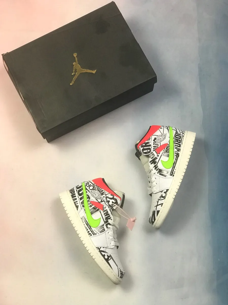 Air Jordan 1 Mid All-Over-Print Logos 554724-119 Restock