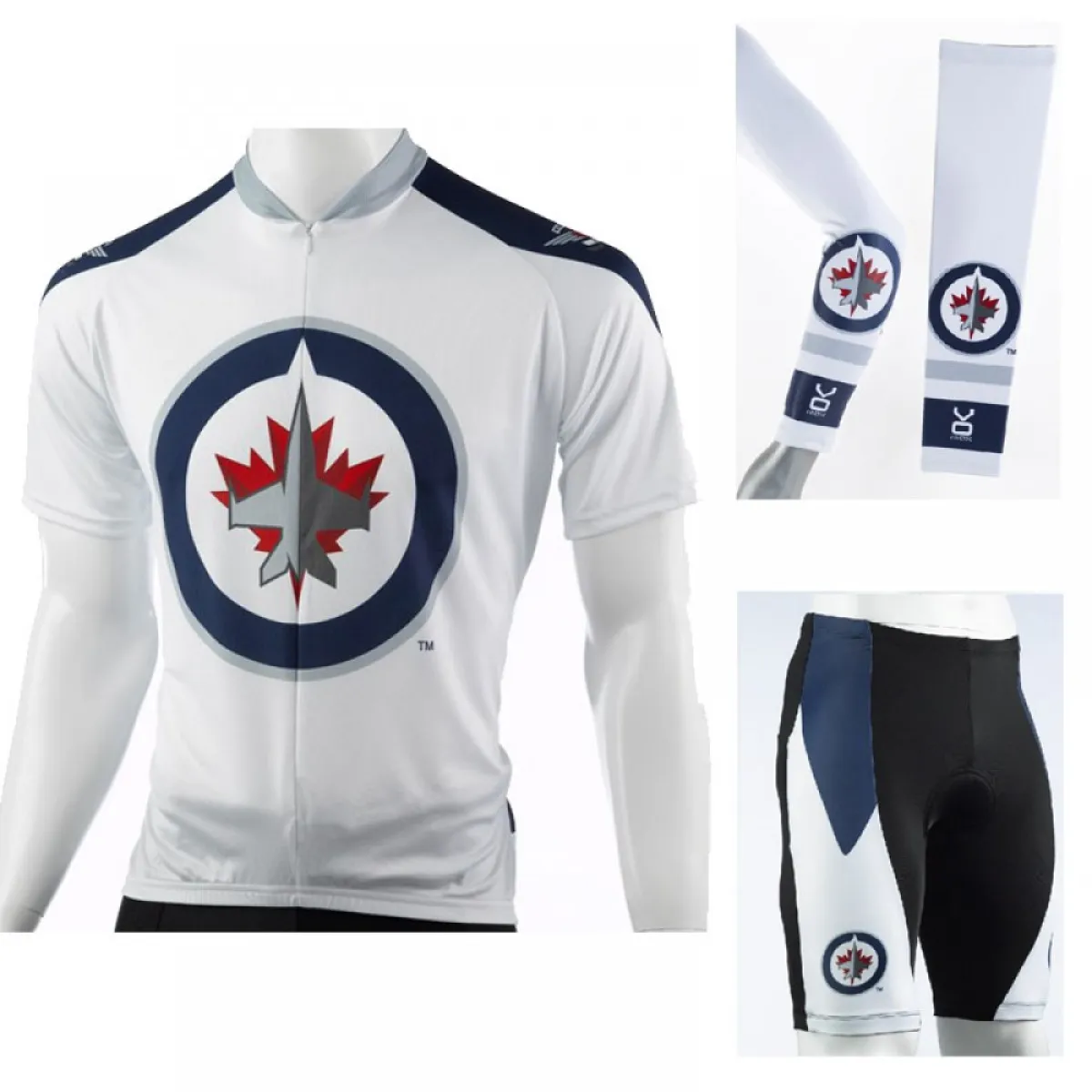 NHL Winnipeg Jets Cycling Jerseys Bib Shorts Arm Warmers