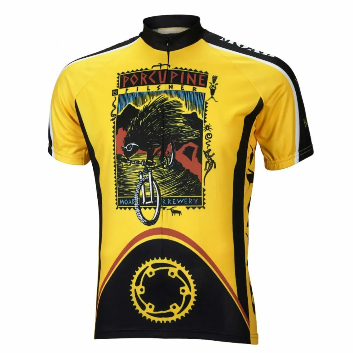 Moab Brewery Porcupine Pilsner beer Men's 19' Zip Short Sleeve Cycling Jersey, Brewery Moab