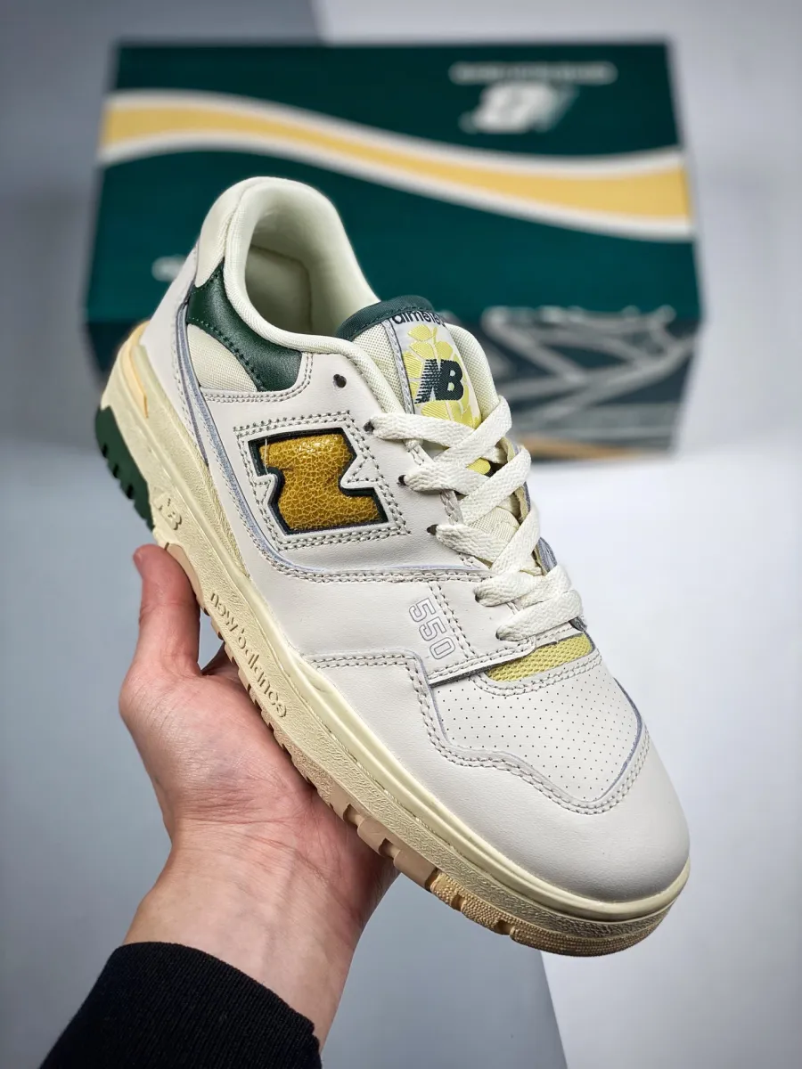 Aimé Leon Dore x New Balance 550 White Green Yellow BB550A2 / new balance x ald