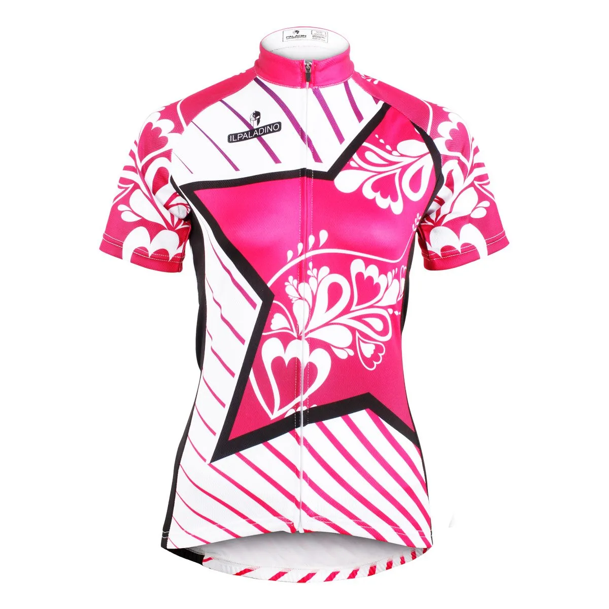Ilpaladino Pink Star Diagonal Women's Summer Short-Sleeve Cycling Jersey Biking Shirts Breathable Quick Dry Sport Clothes NO.604