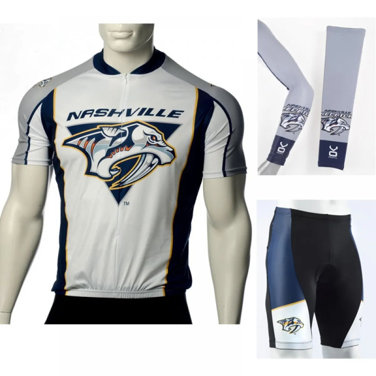 NHL Nashville Predators Cycling Jerseys Bib Shorts Arm Warmers