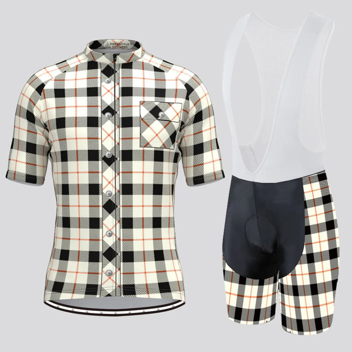 Plaid Checkered Shirt V3 Men's Cycling Kit White For Sale