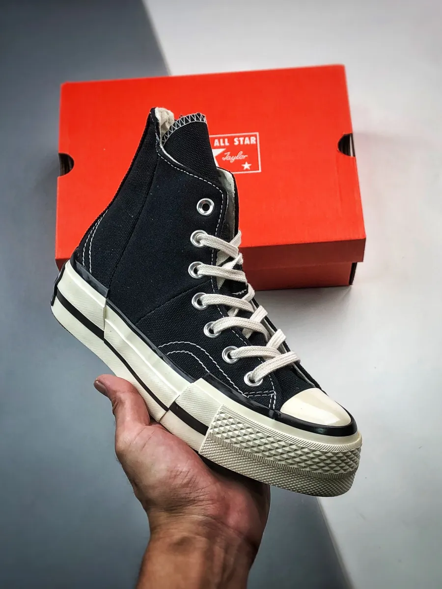 Converse Chuck Taylor All-Star 70 Hi Plus Canvas Black White #converse white and black high tops
