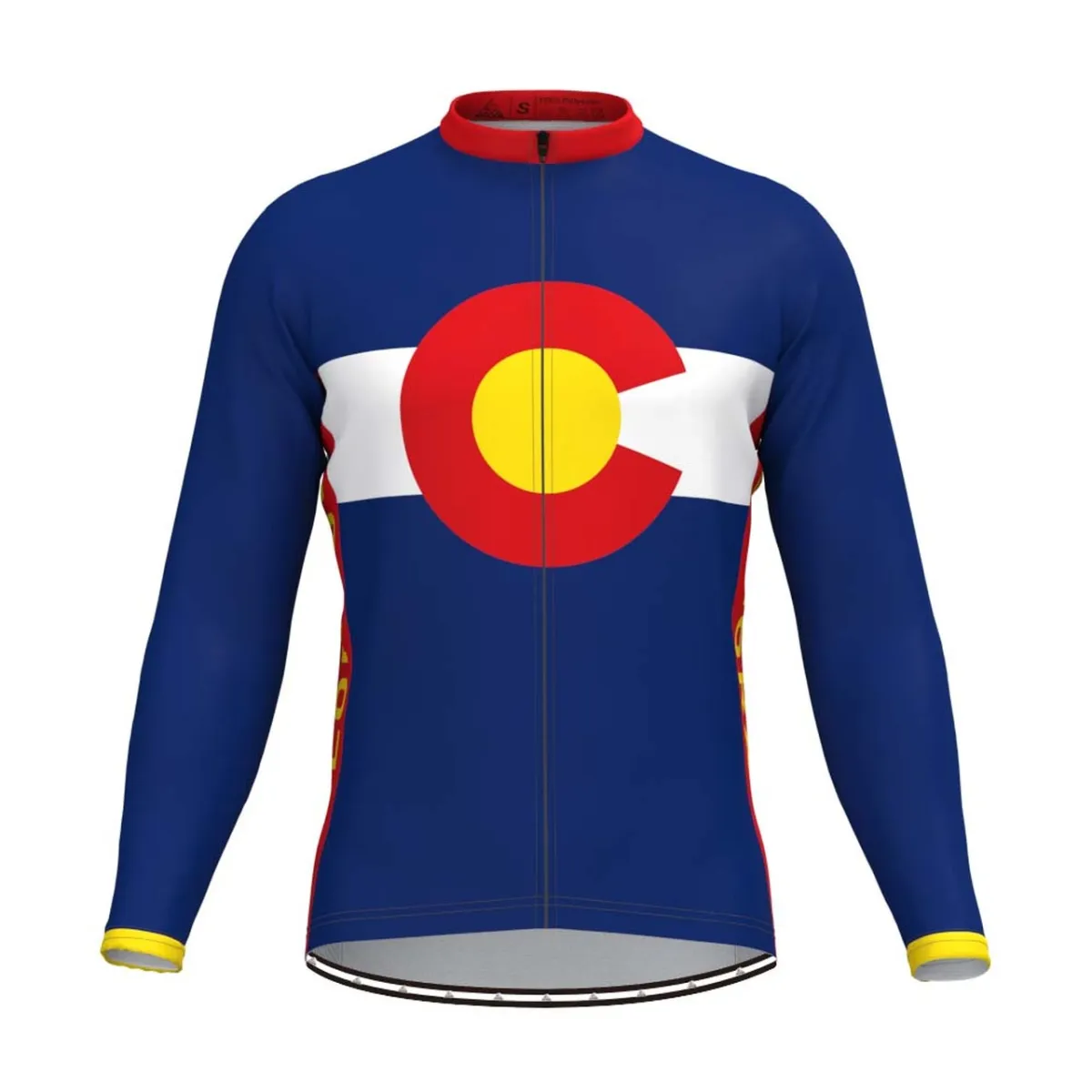 Colorado State Flag Men's LS Cycling Jersey Red Yellow
