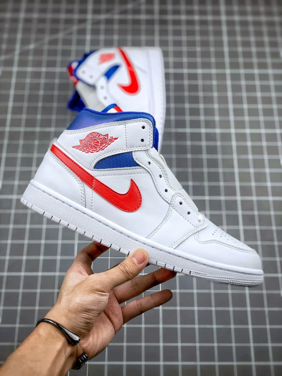 Air Jordan 1 Mid 'Patriotic' White Blue Red BQ6472-164 Air Jordan Mid University Red
